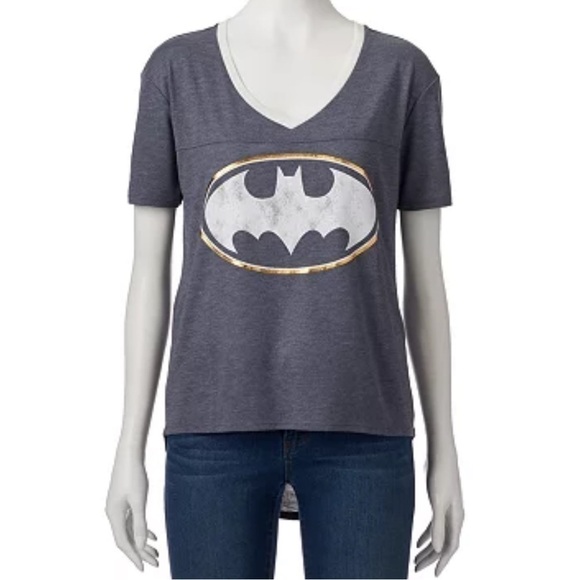 DC Comics Batman V-neck Tee High-Low Hem Juniors Size: XS - Picture 1 of 7